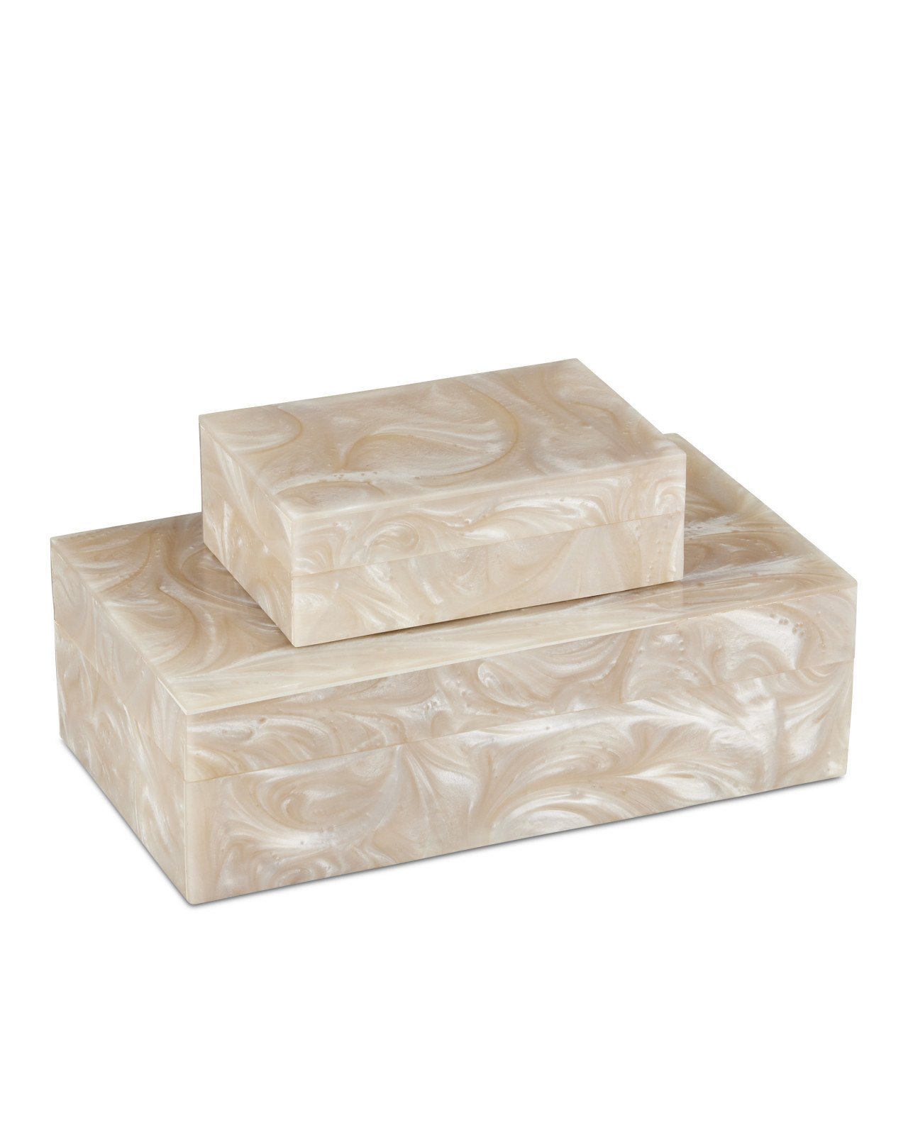 White Pearl Resin Box Small - 6x4x2h - CC120800S Large - 10.5x6x3h - CC120800L