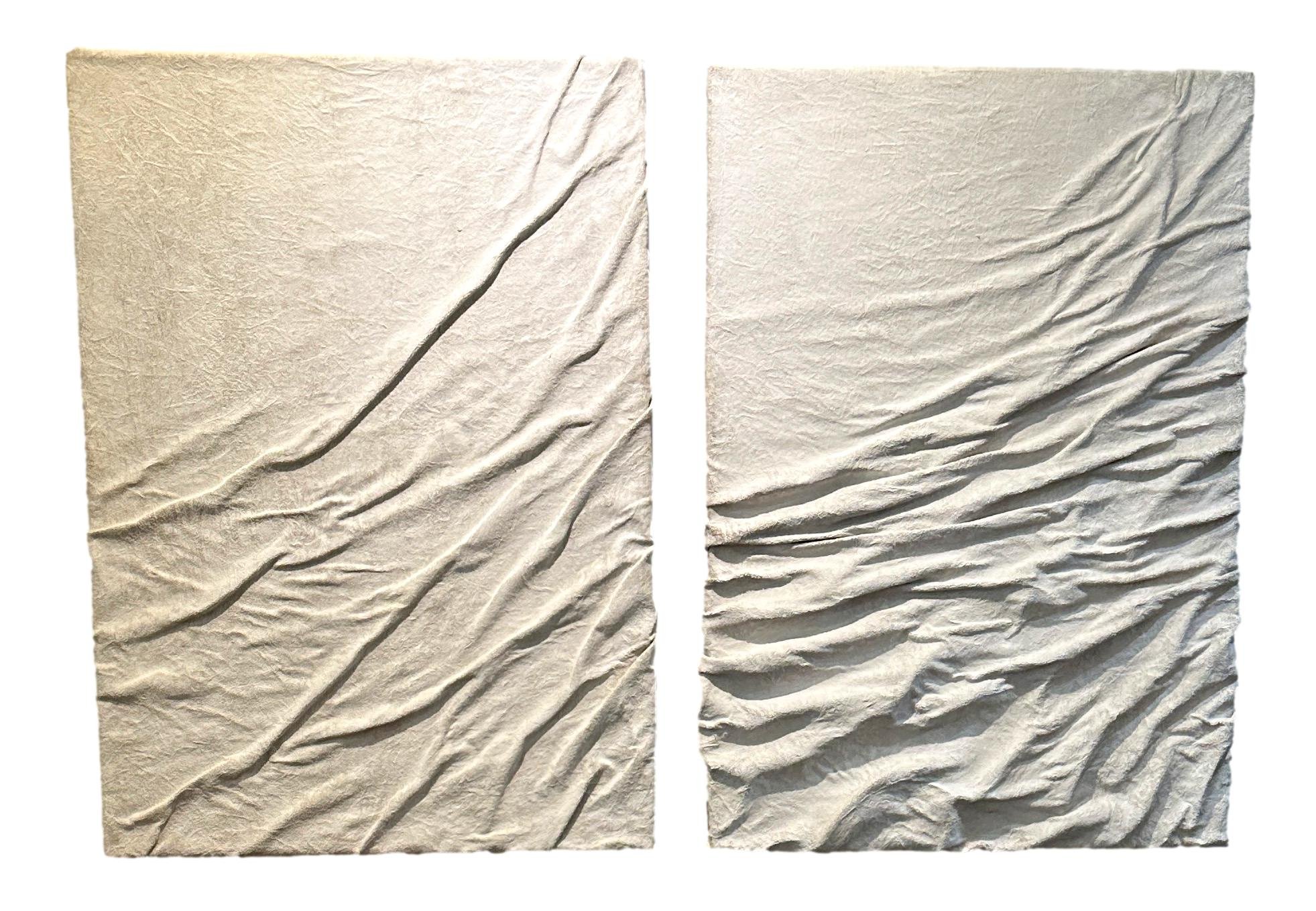 Crushed Velvet Covered In Plaster of Paris Panel White 28x40 - P154405