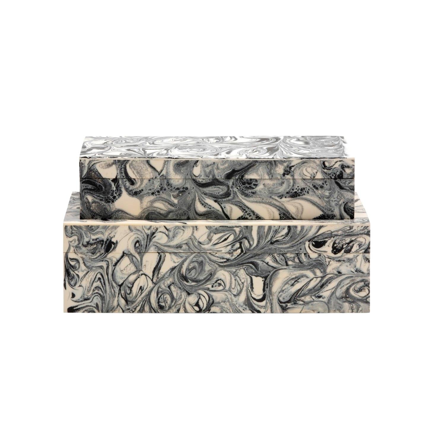 Swirled Resin Box Black/White Small - 13.5x7x3h - MGMAVSBW