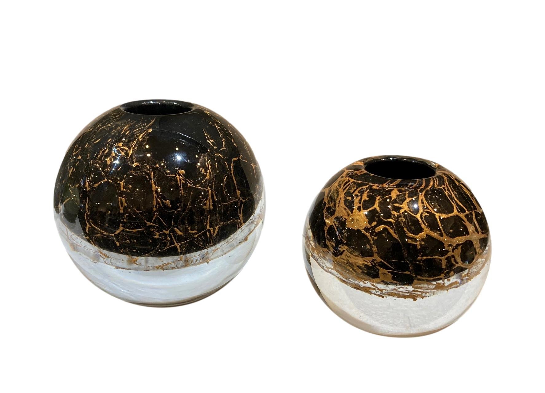 Kula Glass Ball Vase, Black/Gold Small - 5" Round - EU151006 Large - 6" Round - EU151026
