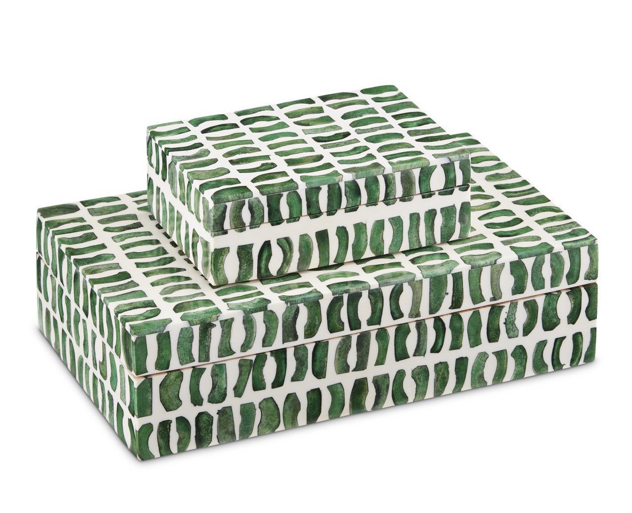 Green Dyed Bone/White Composite Box Small - 6x4x2h - CC120585S Large - 10.5x6x3h - CC120585L