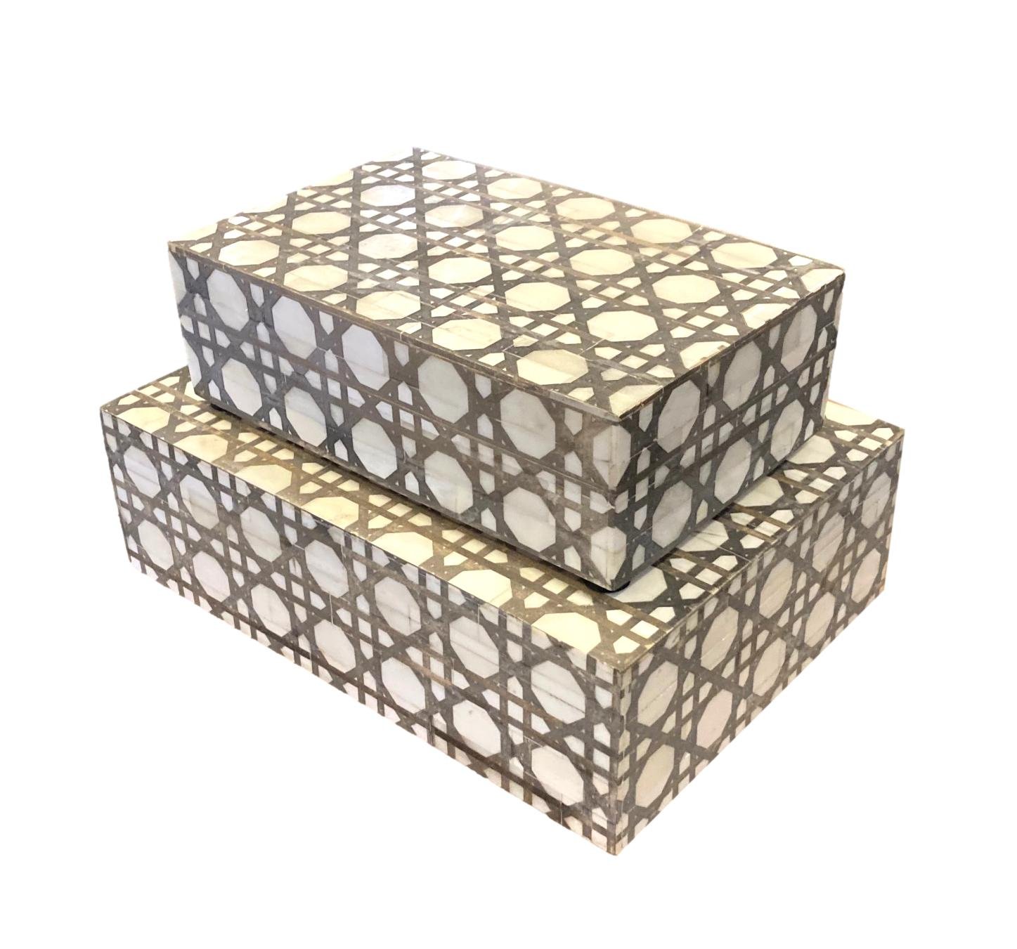 Bone Box w/Screened Basket Weave Pattern Small - 8x5x3h - BIU690S Medium - 10x7x3h - BIU690M
