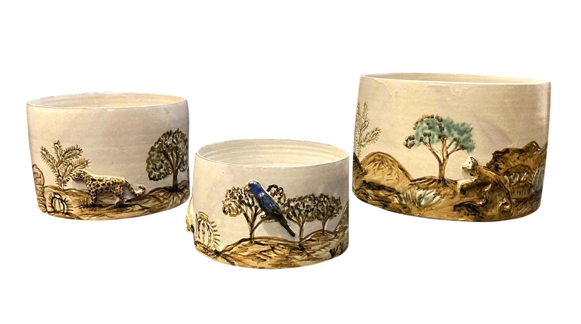Ceramic Flora Fauna Cachepot Small - 7.5dx5h7.5dx5h - RLFFCS Medium - 9.5dx6h - RLFFCM Large - 12dx9h - RLFFCL