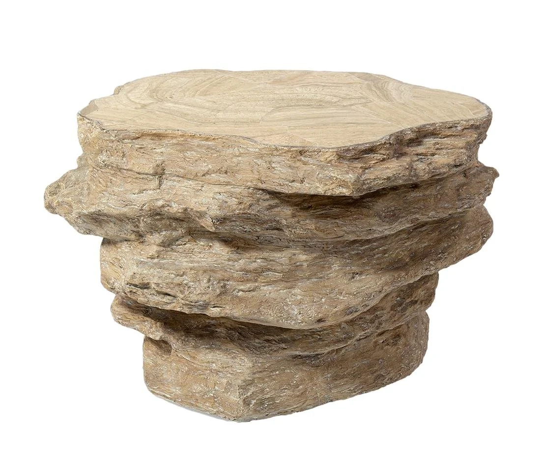 Tahoe Fossil Stone/Resin Indoor/Outdoor Side Table 30x23.5x8h - P795779
