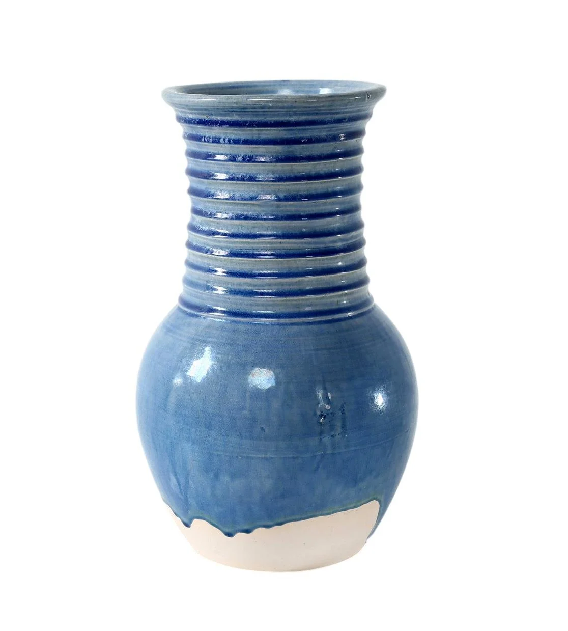 Blue Banded Ceramic Vase 7dx11h - LY80752