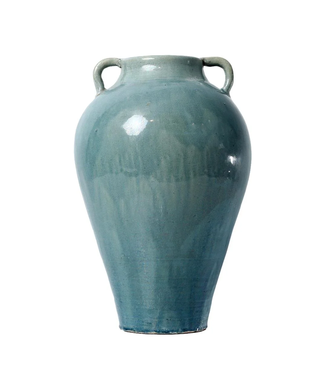 Green Ceramic Two Handle Heart Shape 8dx14h - LY807609