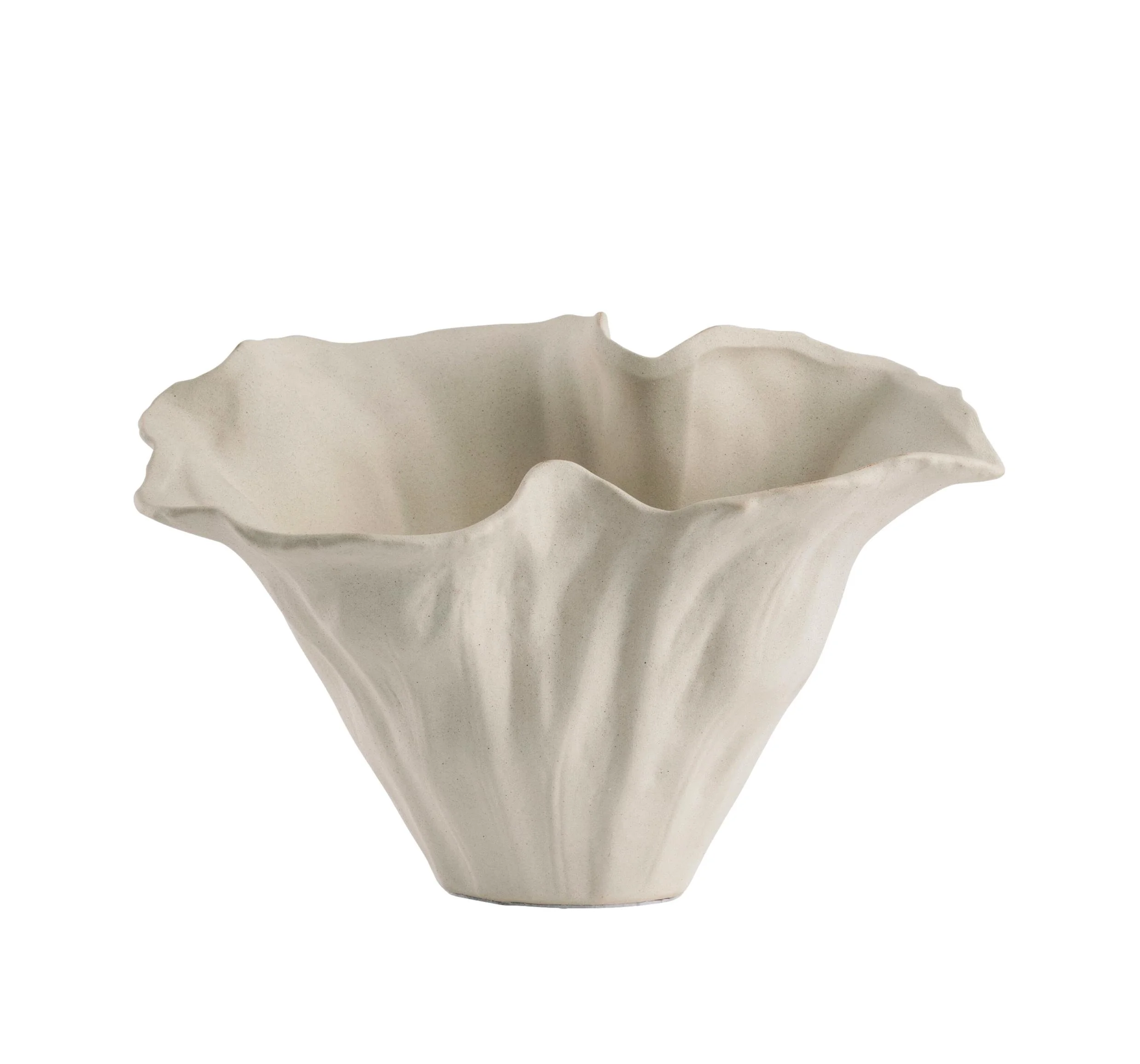 Off White Floral Ceramic Flared Vessel 14x9.5x9h - FD7178