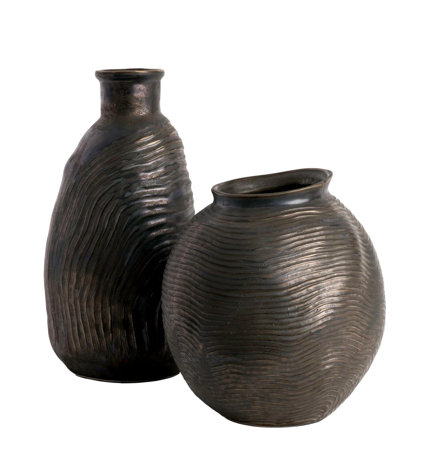 Colin Vase Brown Ceramic 9.5dx10h +/- FD7207 Jonas Vase Brown Ceramic 7x6x14h +/- FD7208