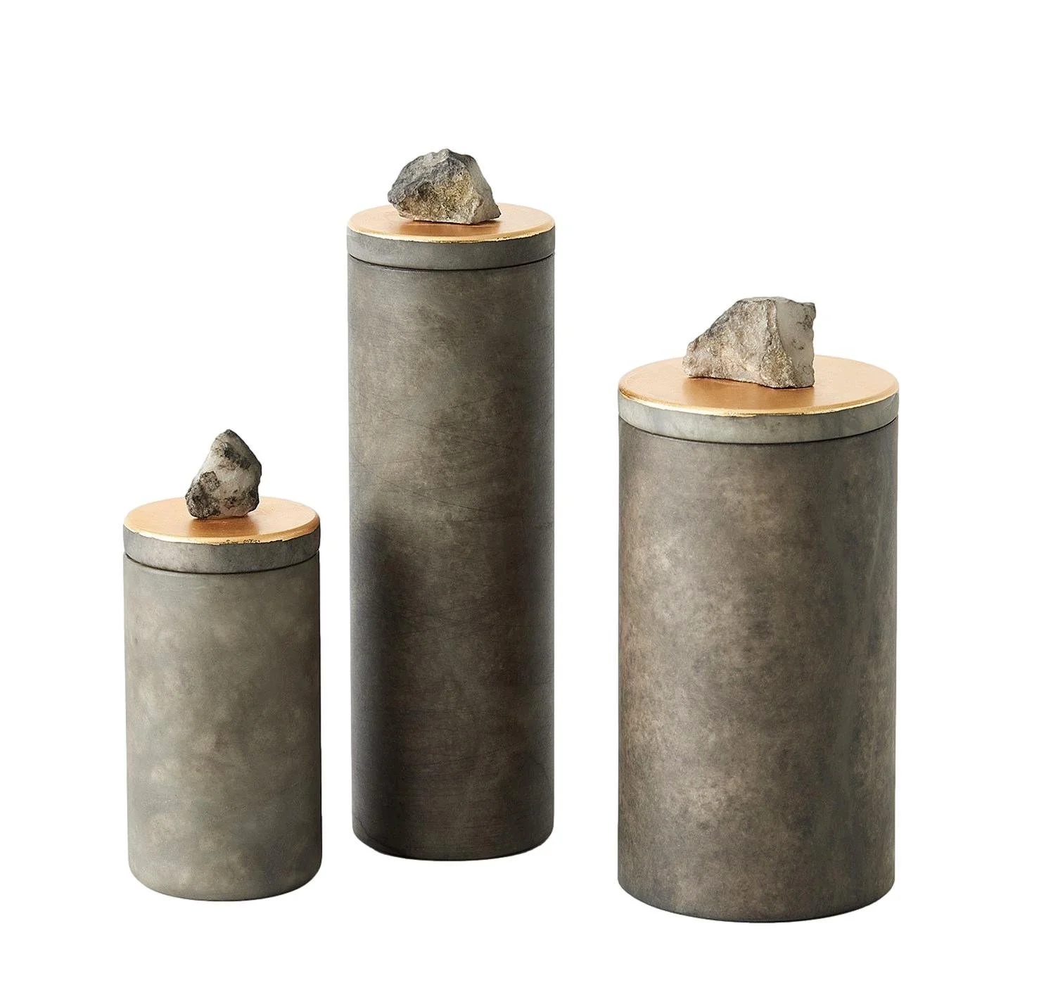 Italian Grey Alabaster/Gold Leaf Jar Small - 2dx4h - GV3.31913 Medium - 3.5dx7h - GV3.31912 Large - 3dx8.5h - GV3.31911