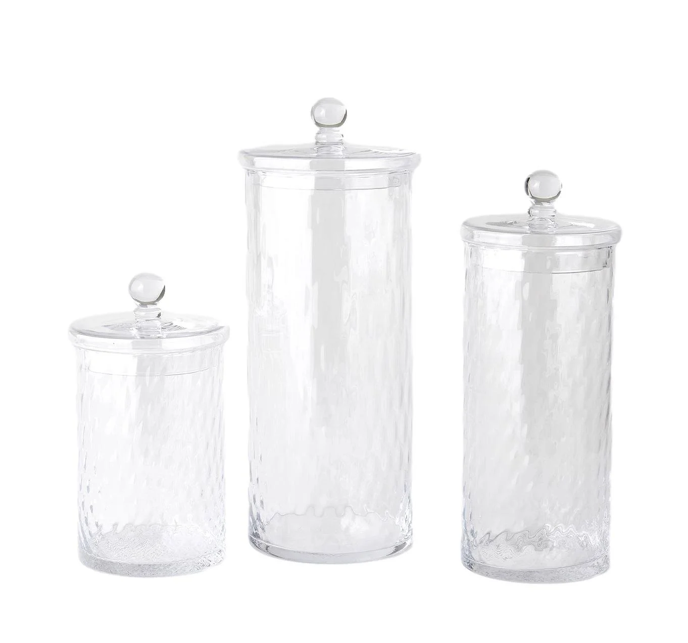 Hand-Blown Polish Optic Glass Canister Small - 6.5dx11h - GVDE6.60006 Medium - 6.5dx15h - GVDE6.60005 Large - 7dx18h - GVDE6.60004