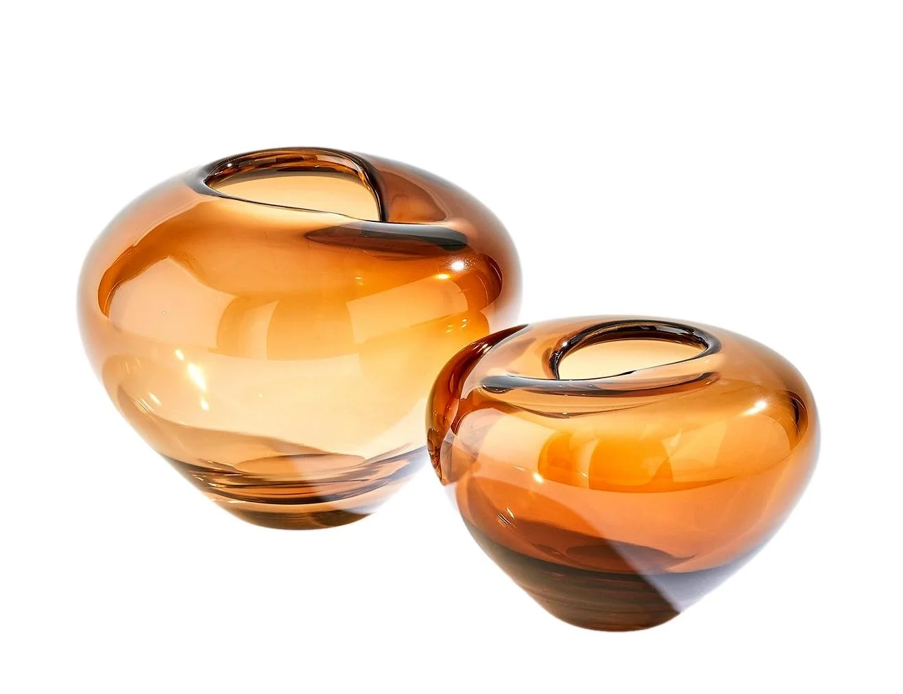Undulating Glass Vase, Dark Amber Small - 10dx7h - GV6.60629 Large - 12dx10h - GV6.60628