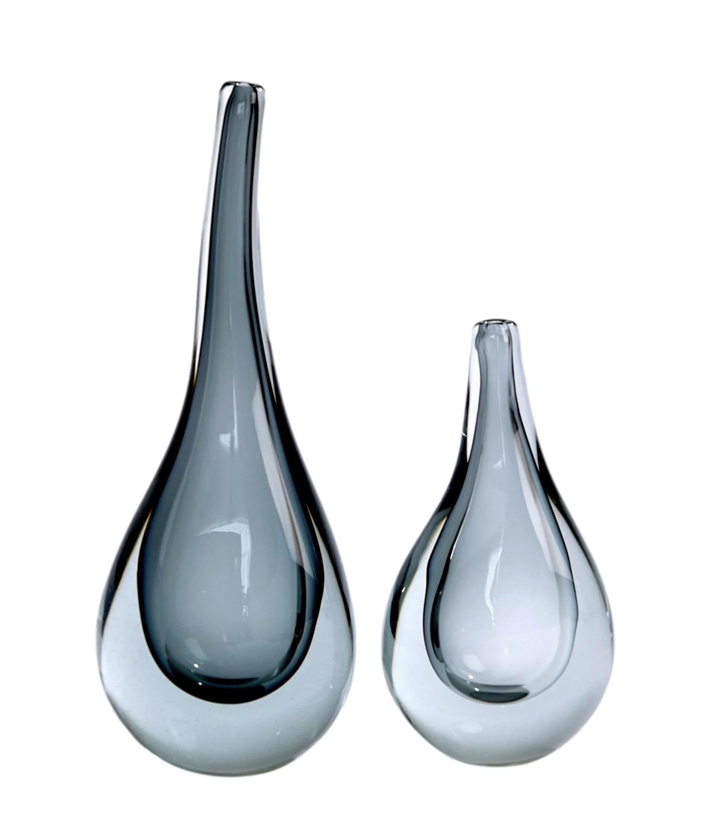 Glass Stretched Neck Vase, Grey Small - 6x3.5x11h - GV7.80640 Large - 7×4×16.5h - GV7.80639