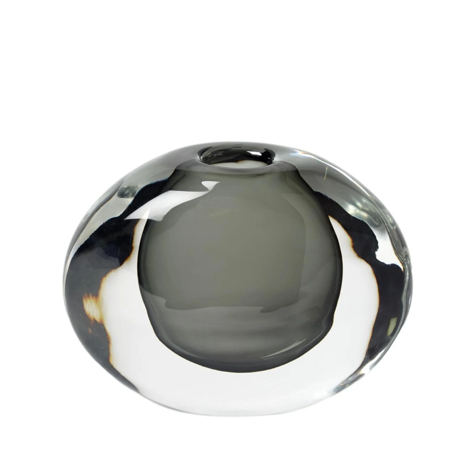 Grey/Clear Cased Glass Oval Vase 8x4x8h - GV6.60443