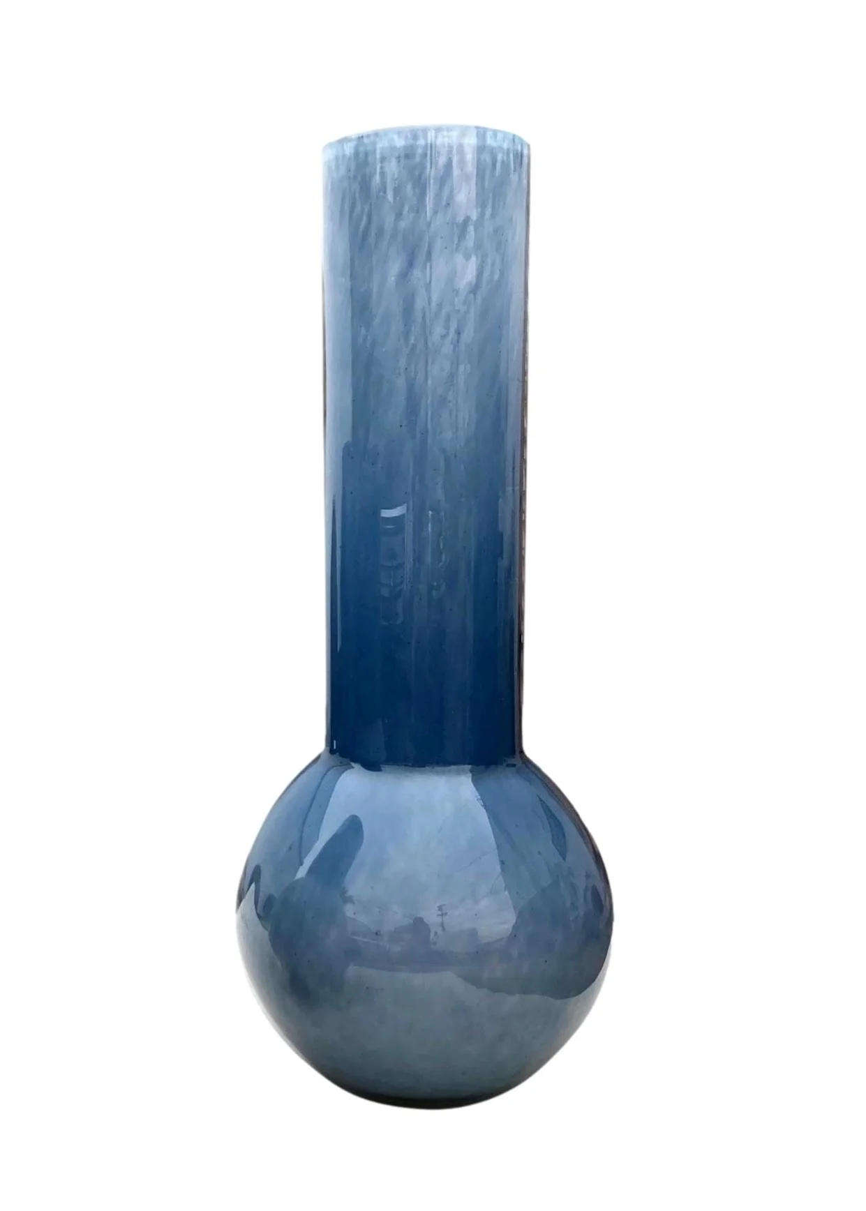 Glass Long Neck Ball Vase , Soft Blue  7dx17h - EU1474012