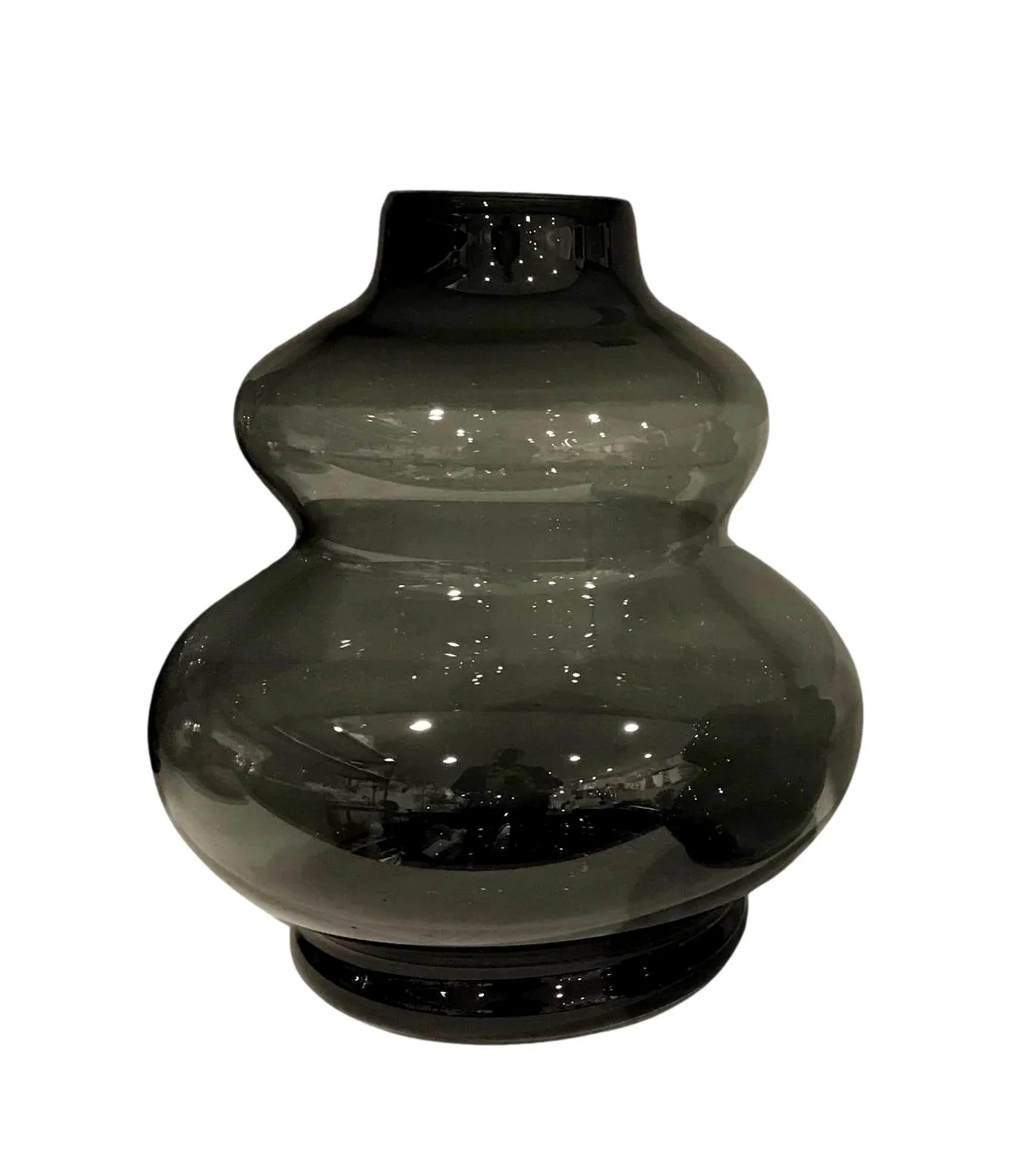 Glass Double Gourd Vase, Smoke   12dx14h - EU1520169