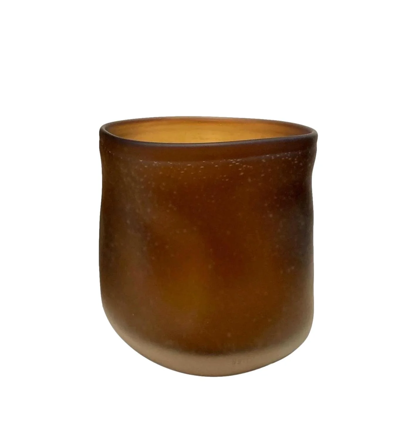 Dolindo Glass Tall Bowl Etched Amber   9dx9h - EU1580041