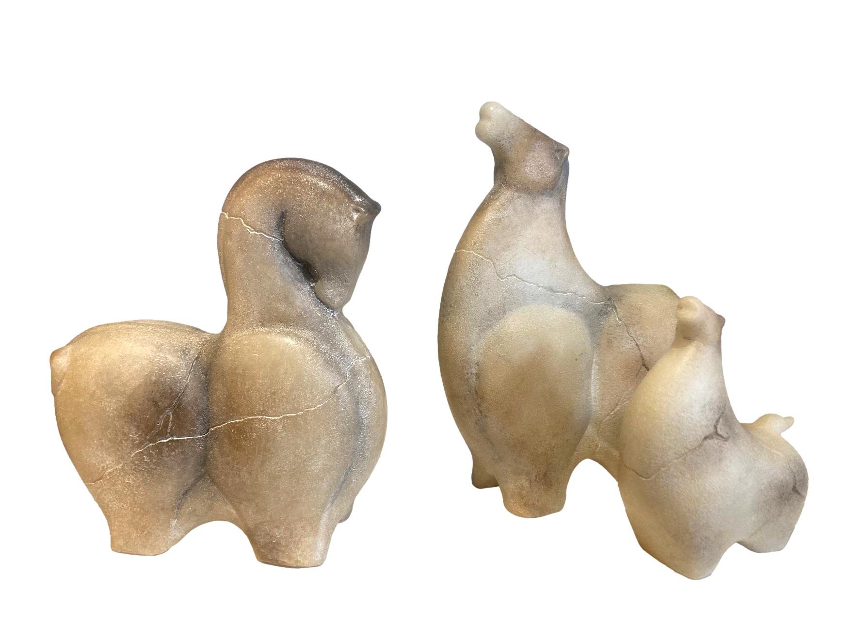  Etruscan Horse Sculptures  Horse VI Head Down - 7.5×3×8.5h - JRA15409  Horse III Head High  - 5.5×3×5.5h - JRA15406  Horse I Head High - 7.5x3×10h - JRA-15391  