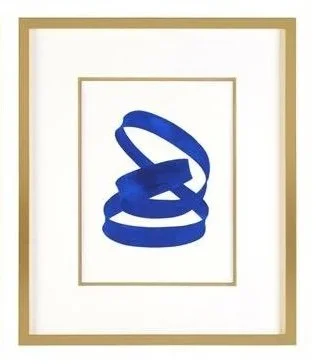  Blue Swirl Framed Print with Gold Metal Frame    22x26h - JRA2028D   