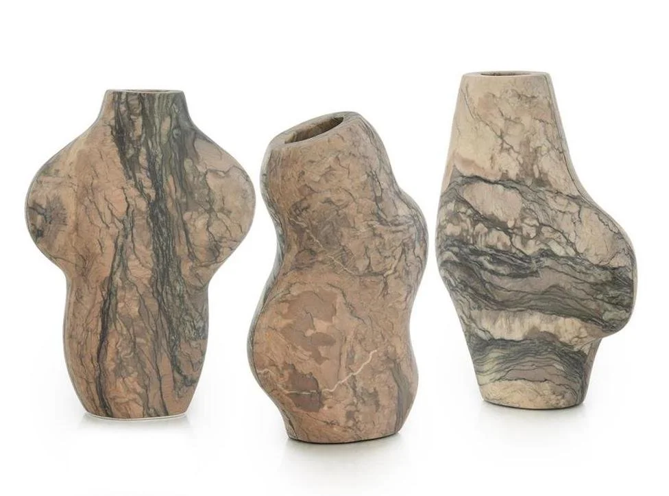  Brown Marble Freeform Vases  9×3×12H  +/- JRA15893     