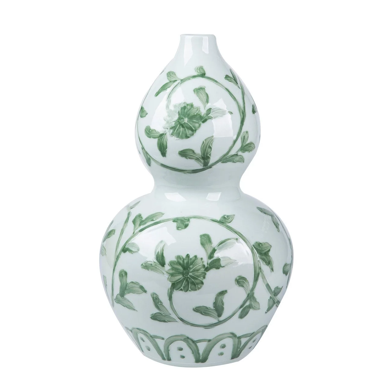  Green Vine Double Gourd Vase  10dx16h - LO1564B 