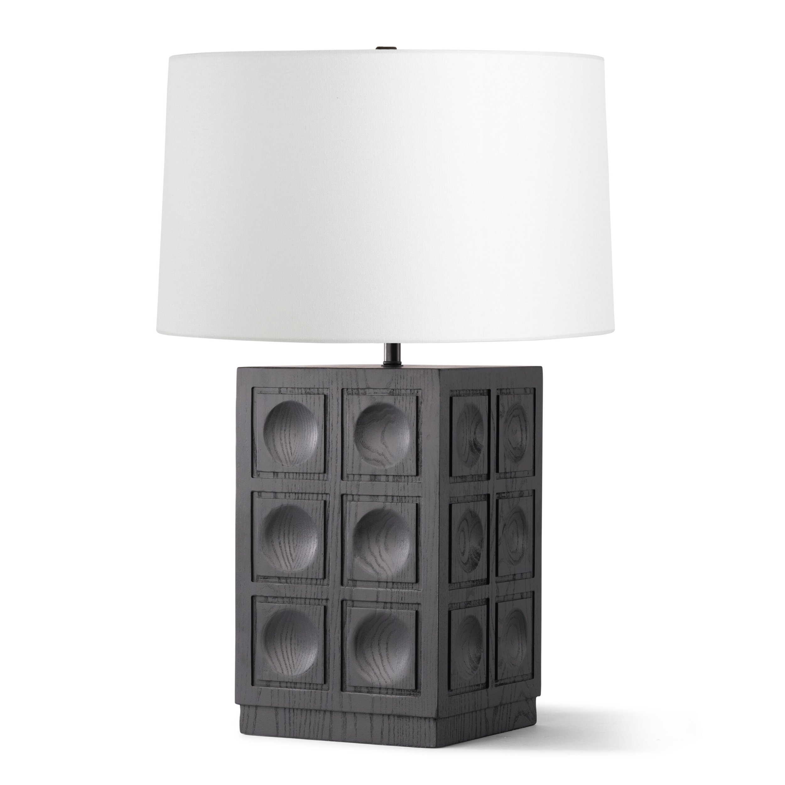  Jett Table Lamp in Black Stained Wood with Linen Shade  20dx30h - FD4781 