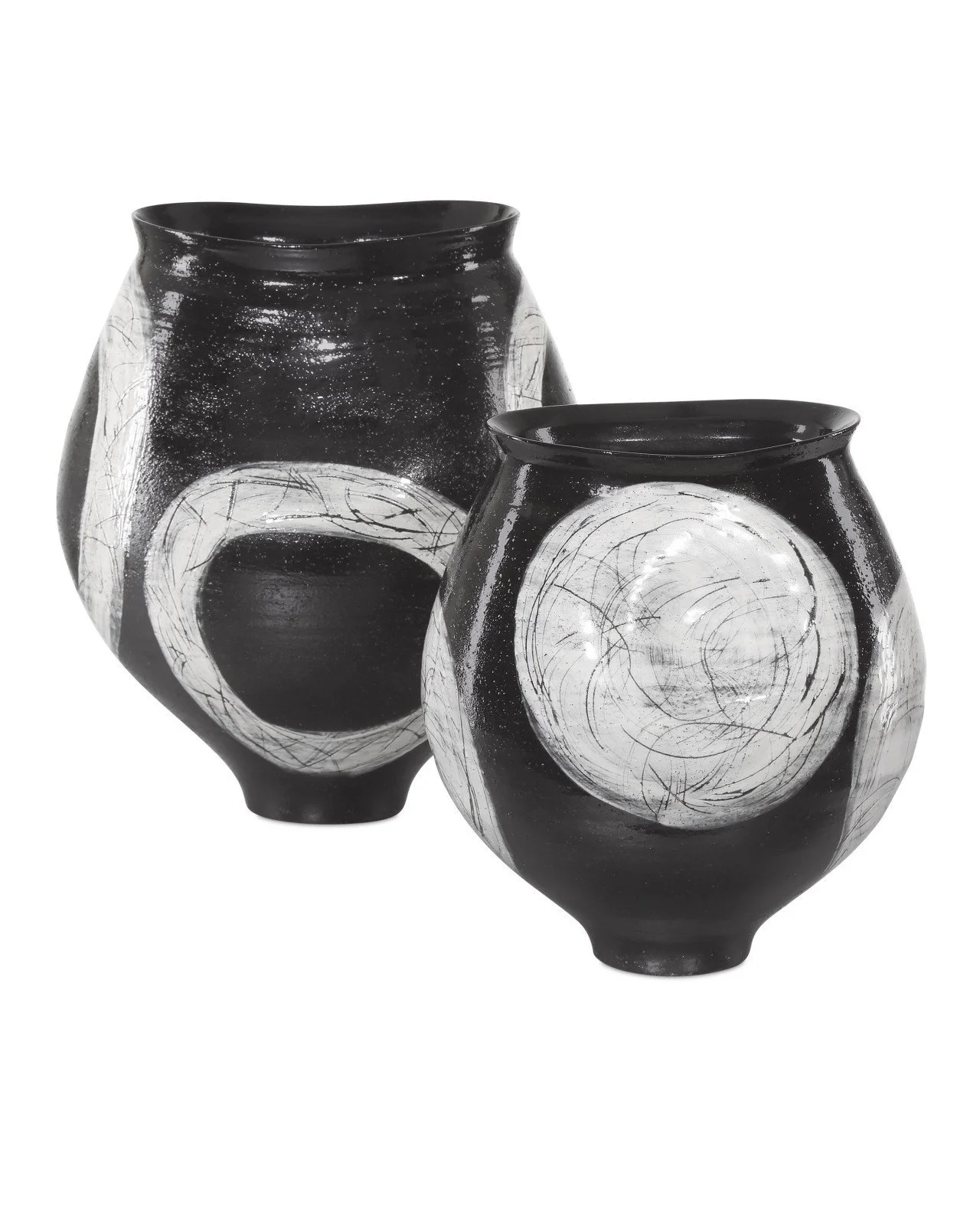  Black Light Grey Porcelain Vase  Small - 9.5dx11h - CC120871  Large - 11×12×13h -CC120870 