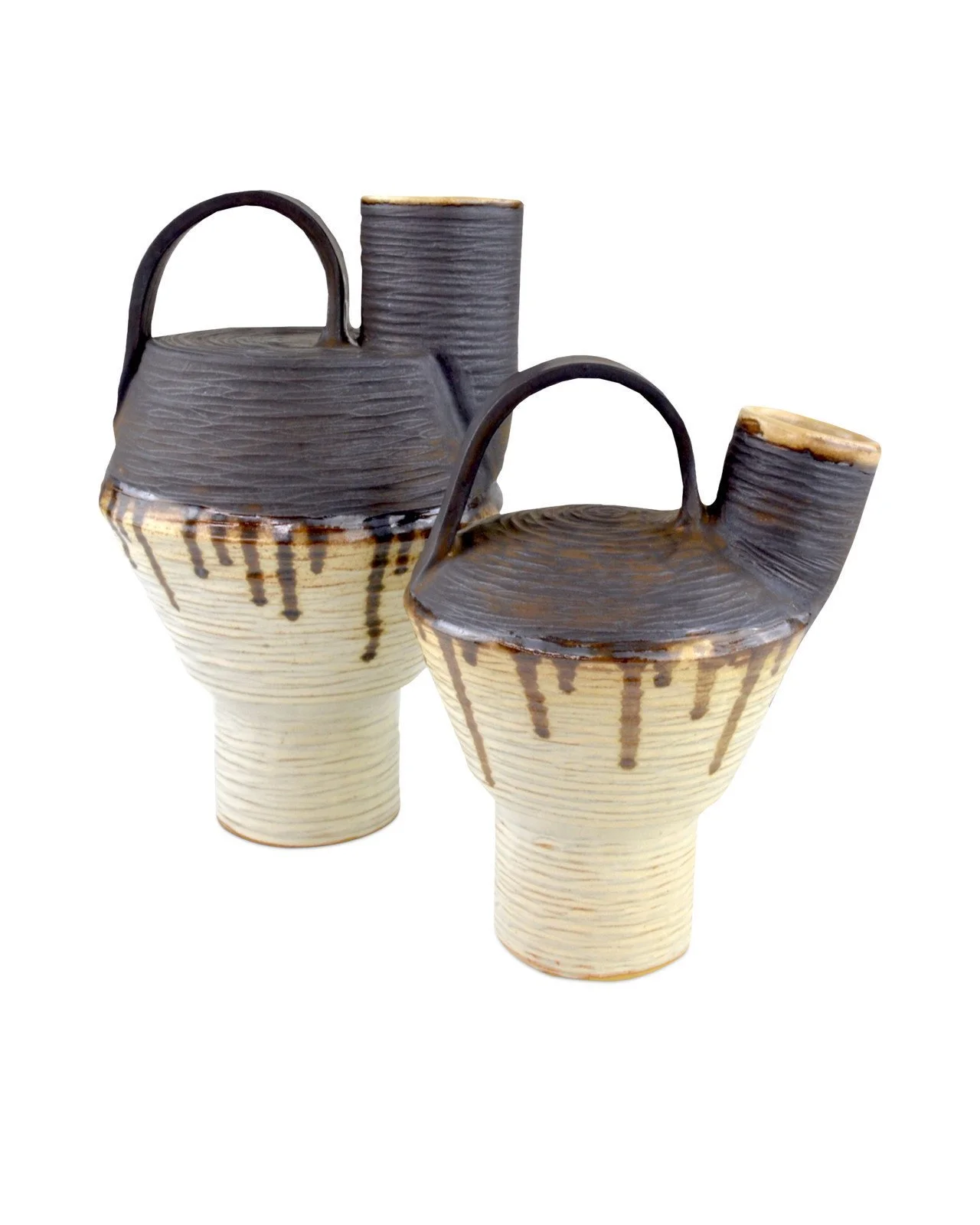  Ceramic Bernard Vase, Ivory/Brown  Small - 6dx9h - CC120531  Medium - 7dx11h - CC120530 