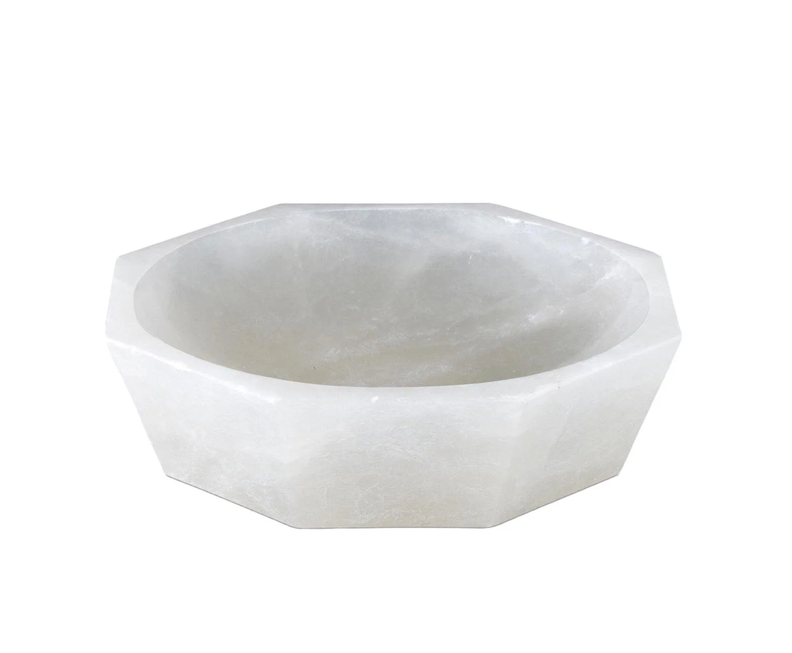  Octagonal White Alabaster Bowl  10dx2.5h - CC120956 