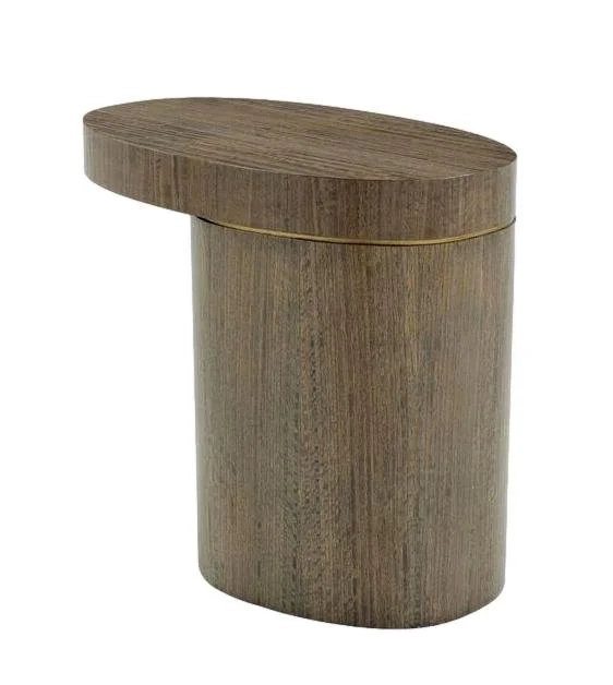 Eucalyptus Wood Cantilevered Oval Side Table  28×16x24.5h - JRAEU030910 