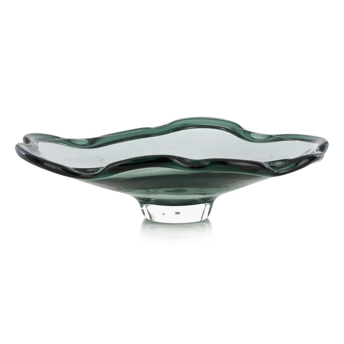 Rippling Sumi Bowl Green/Clear  19×14×6h  JRA15738 