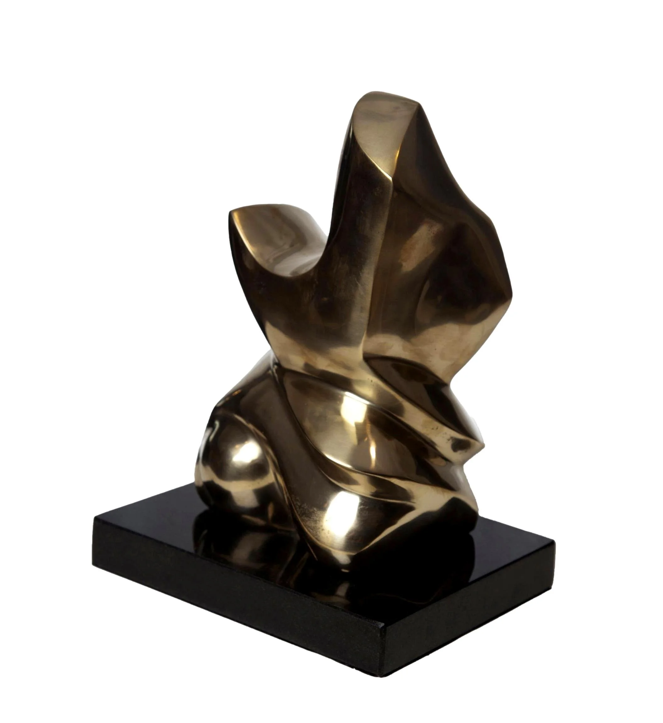  Axion Brass Abstract Sculpture on Black Base  4×4×6h - GV882498 