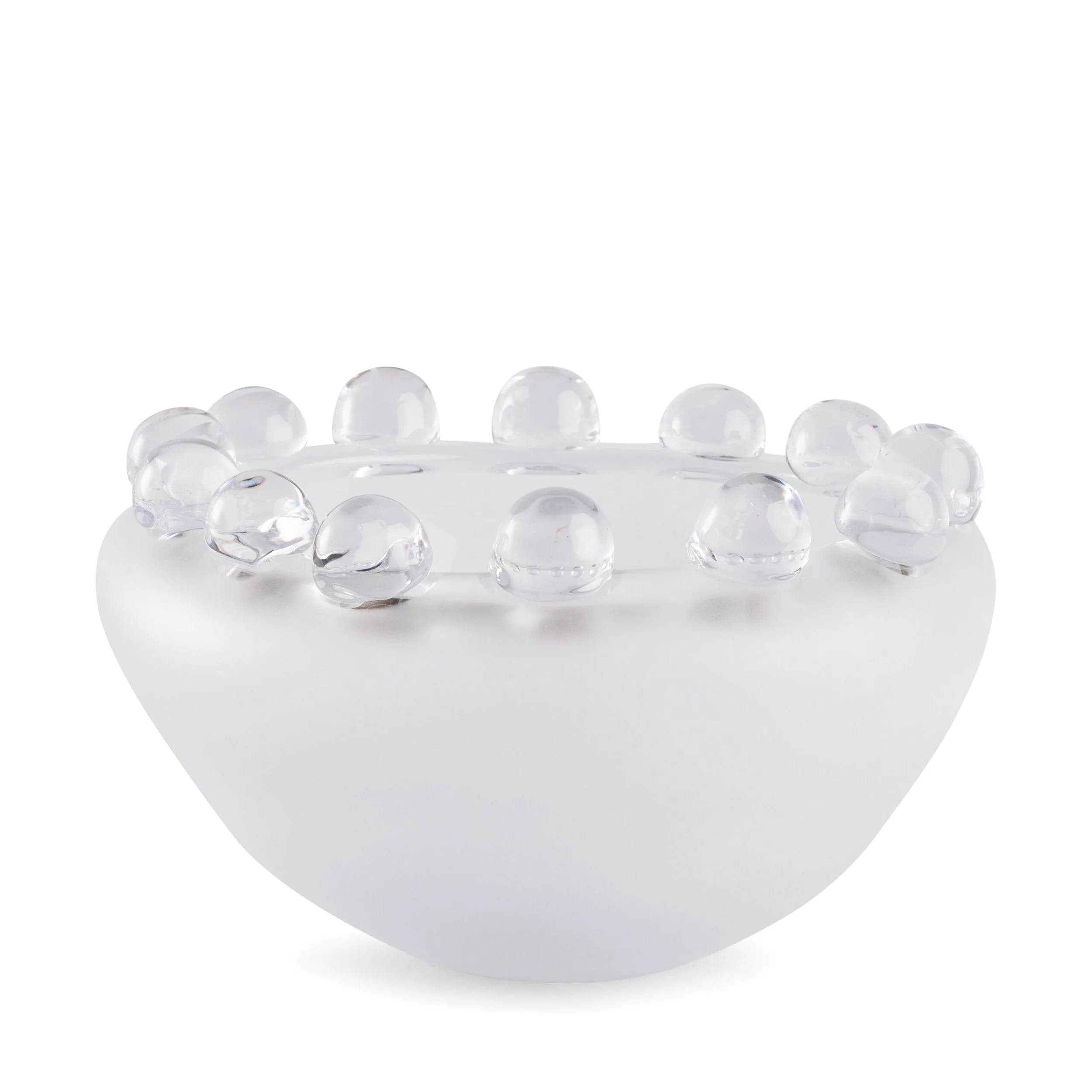  White Frosted Glass Bowl with Balls  11dx6.5h - FD7233 