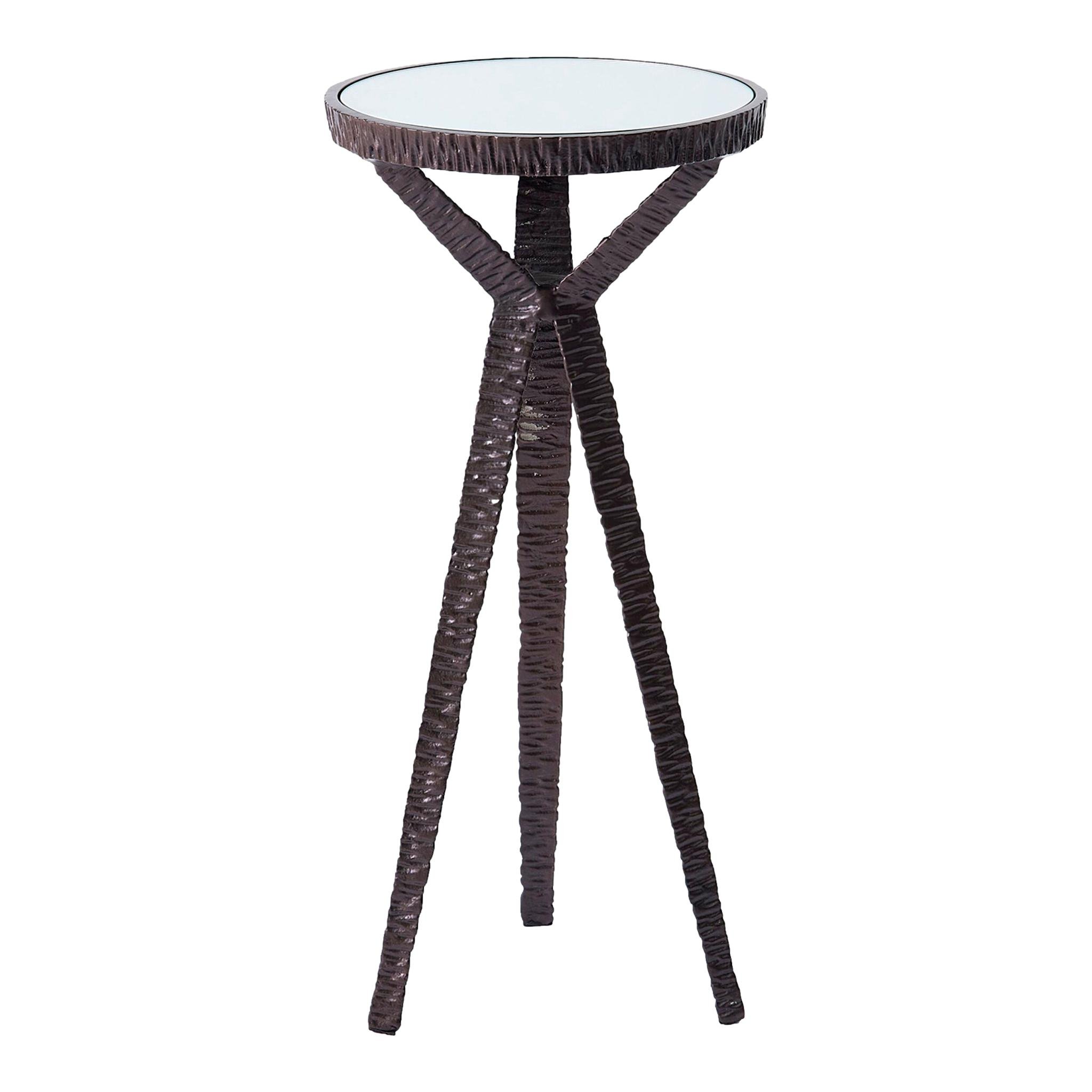  Three Leg Bronze Finish Spot Table with Mirror Top  11dx23h - GVD990013 