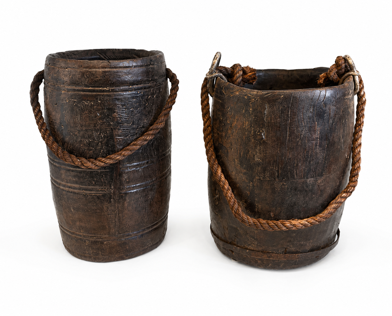  Vintage Wood Water Bucket  7dx10h + /-  BO004 