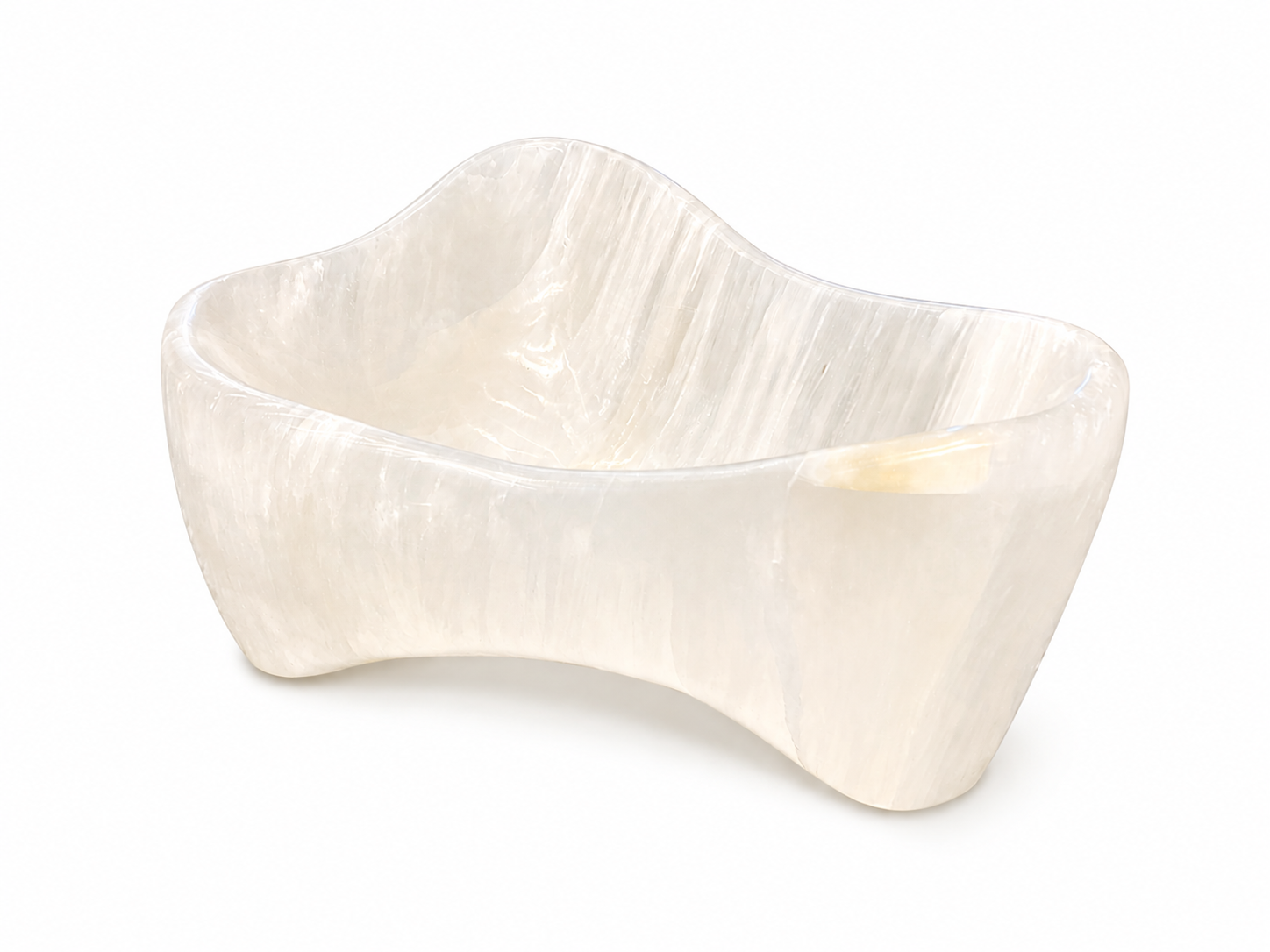  Three Footed Selenite Basin  10×12×7h + /-  BO013 