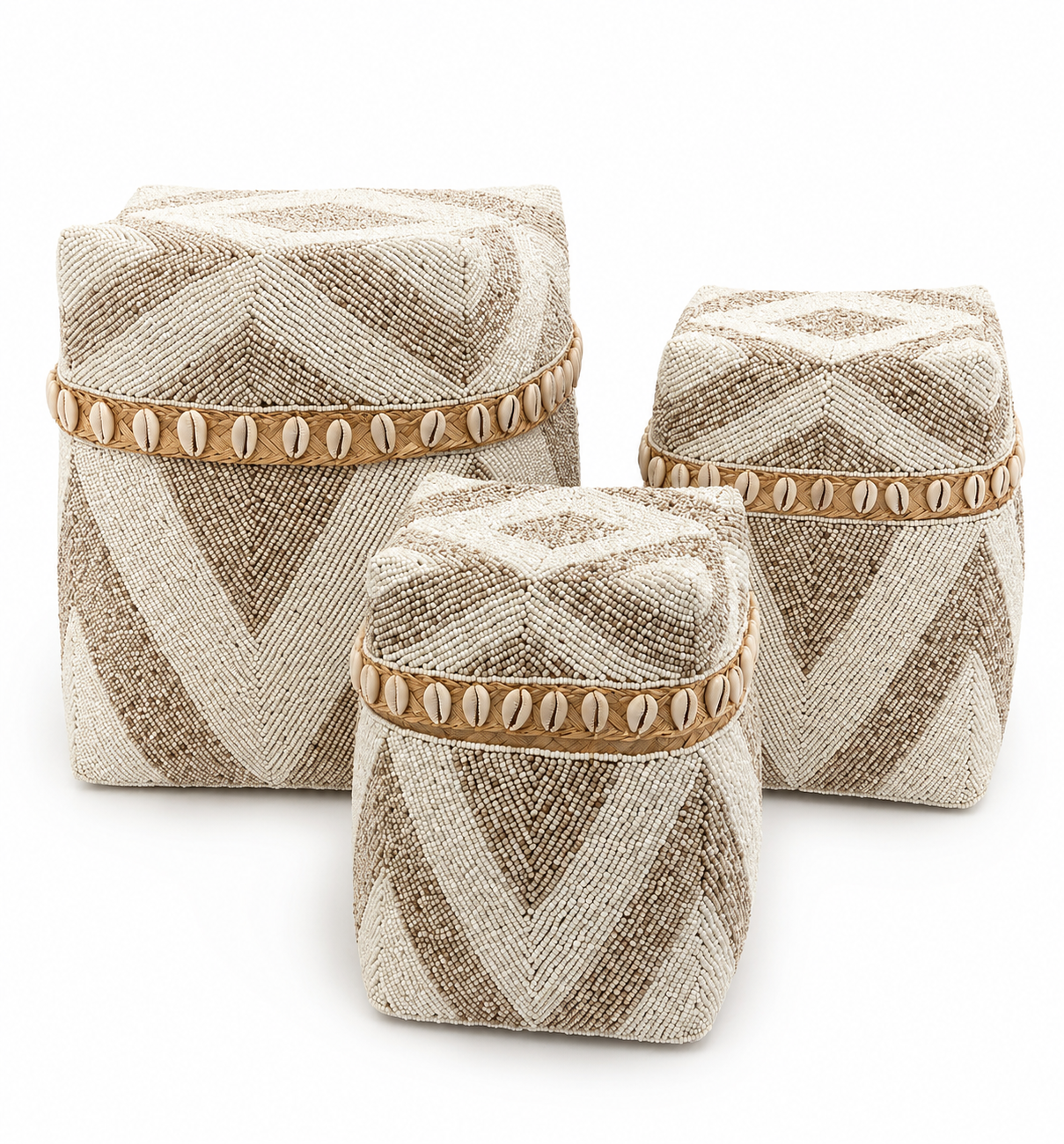  Square Beaded Boxes  Small - 6×6×8h - BOJ002.4  Medium - 7×7×9h - BOJ002.3  Large - 9×9×11h - BOJ002.2 