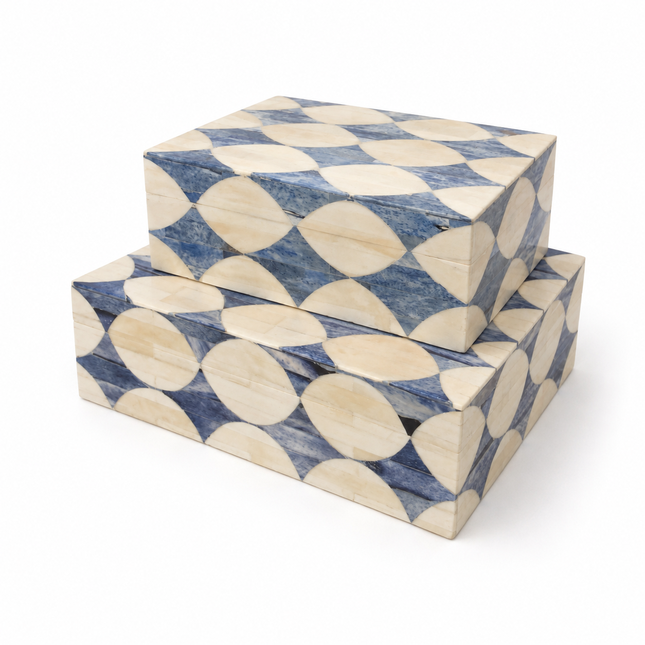  Blue and White Bone Box  Small - 10×7×3.5h - BIU353S  Large - 12×10×4h - BIU353L 