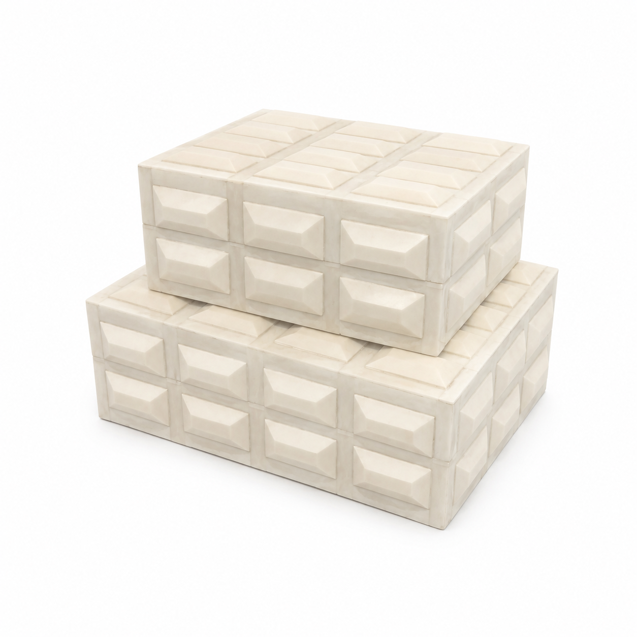  Raised Rectangular Tile Bone Box  Small - 8×6×4h - BIU969S  Large - 10×8×4h - BIU969L 