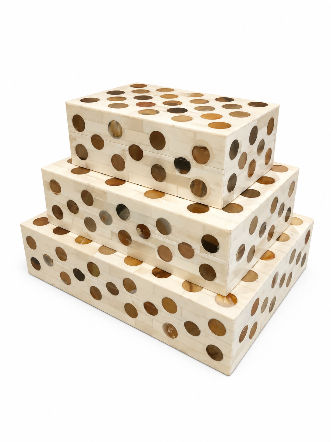  Bone with Horn Circles Box  Small - 8×5×3h - BIH57S  Medium - 10×7×3h - BIH57M  Large - 12×9×3h - BIH51L 
