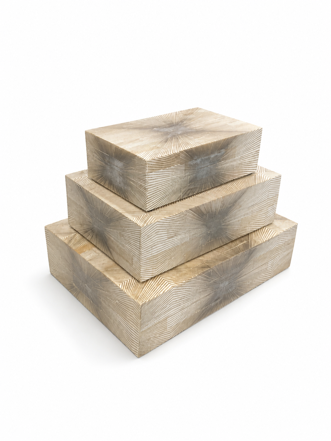  White Bone Box with Taupe Starburst Pattern  Small - 8×5×3h - BIU340S  Medium - 10×7×3h - BIU340M  Large - 12×9×3h - BIU340L   