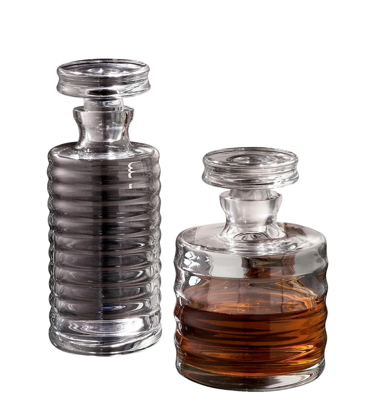  Ribbed Glass Decanter  Small - 6dx9h - GV1608  Large - 5dx11h - GV1607 