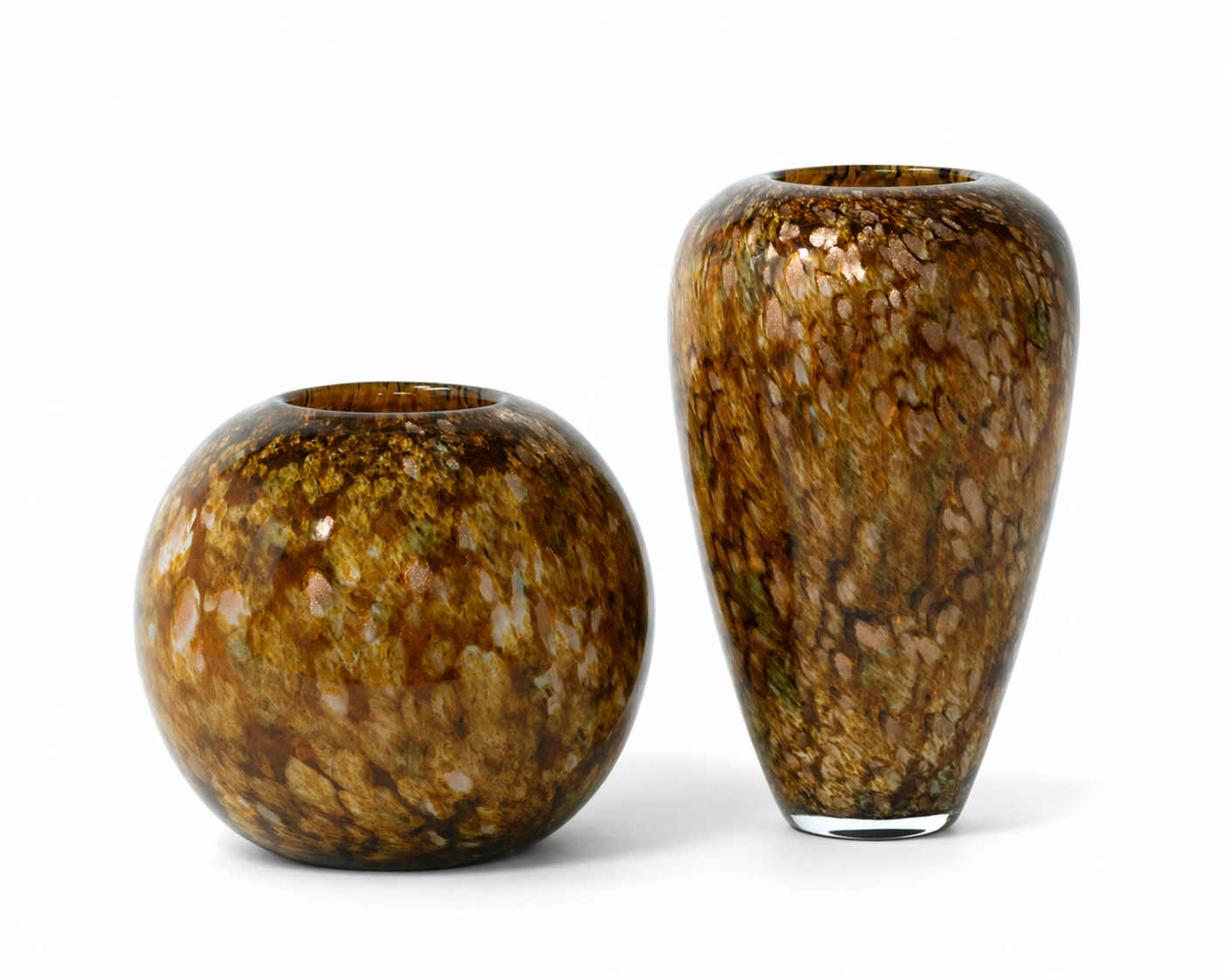  Bronze Glass Sparkle Vase  Ball - 8dx7h - FD7234  Shoulder - 8dx13h - FD7235 