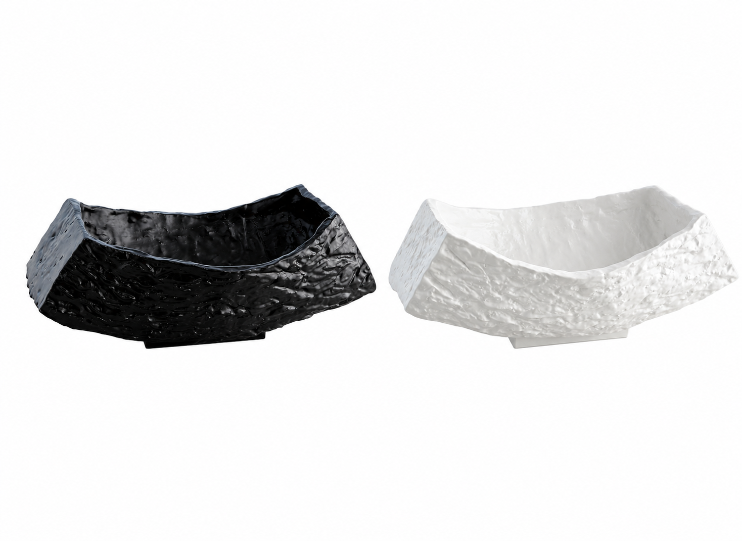  Matte Ceramic Tree Texture Bowl  Black - 16×11.5×7h - GVJG003W  White - 16×11.5×7h - GVJG003B 