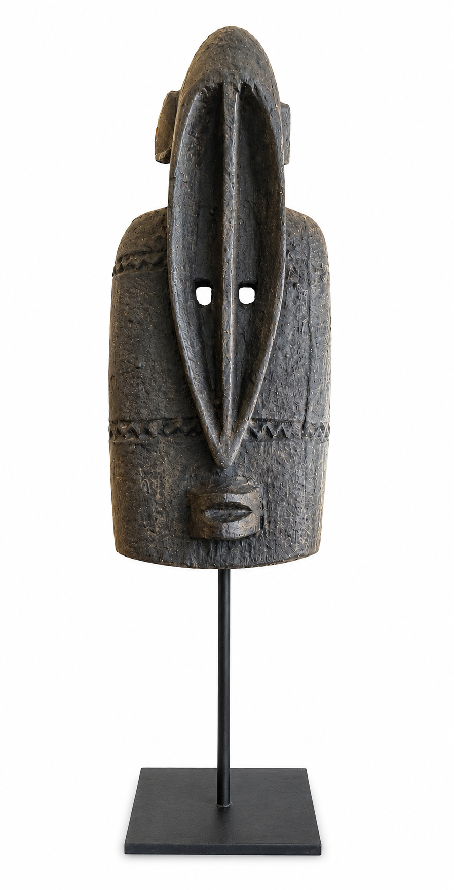  Vintage Dogon Bird Mask on Iron Stand Mali  7×5×29.5h - AF229AA 