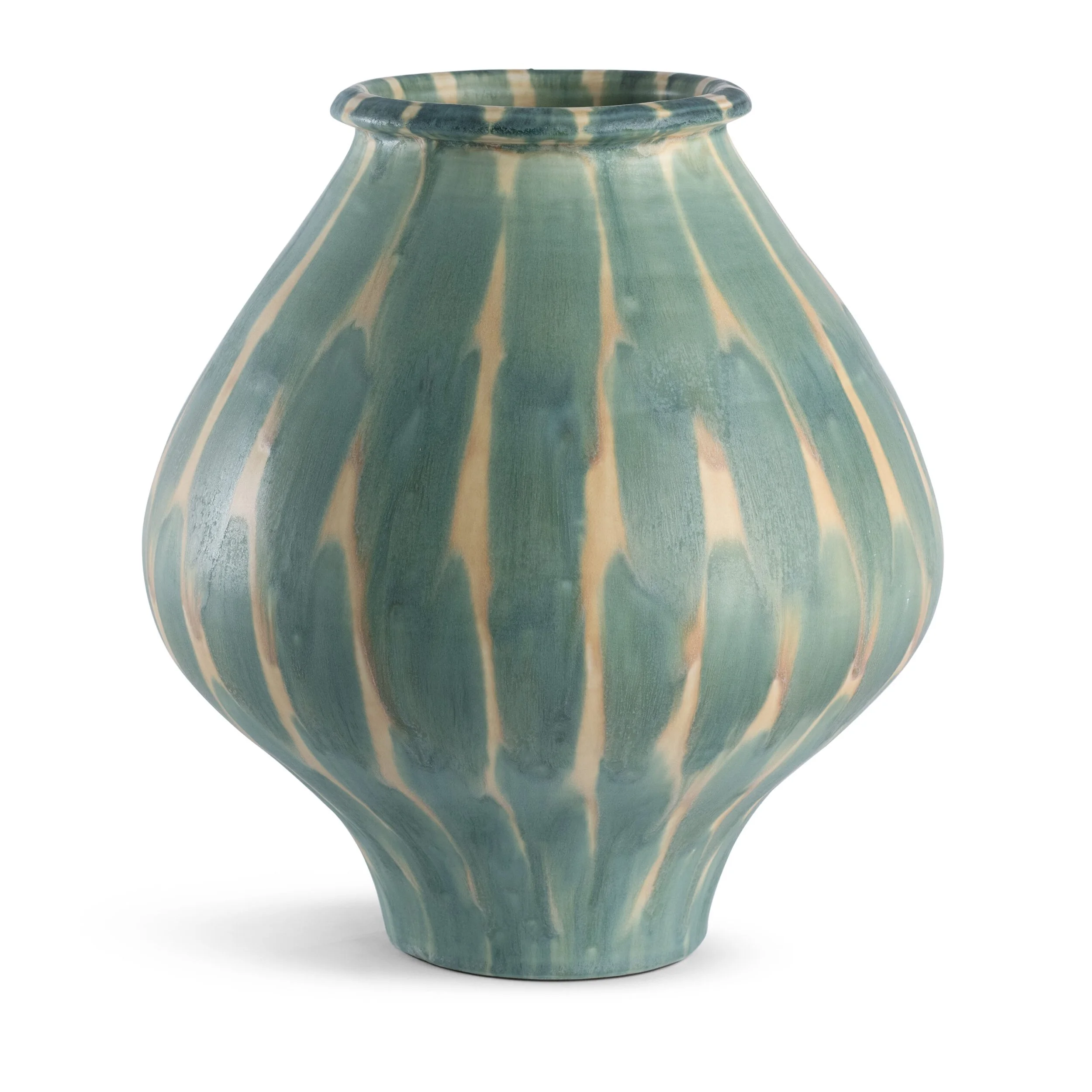  Blue Green Ceramic Brushstroke Vase  13dx14h - FD7225 