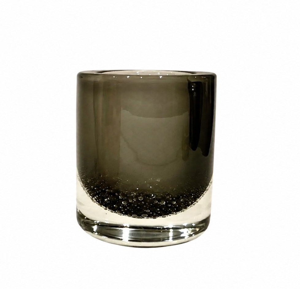  Low Cylinder Glass Vase, Grey   5.5dx7h - EU1550041 