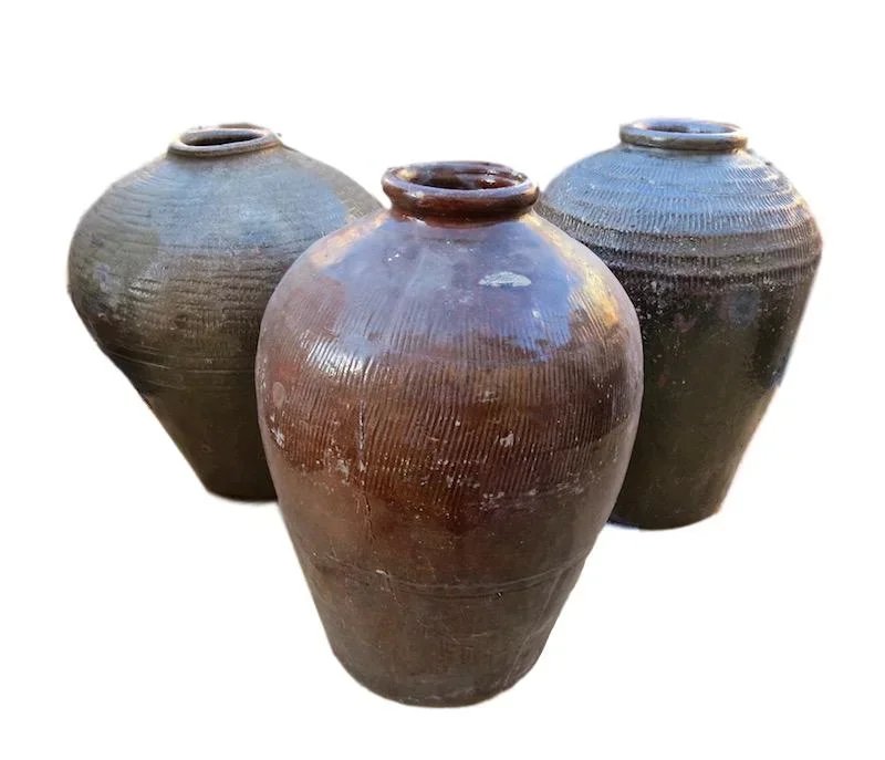  Vintage Mijiu Wine Jar Large   14dx19h - BOL33  Vintage Sake Pots   12dx19h+/-  BOFO911 