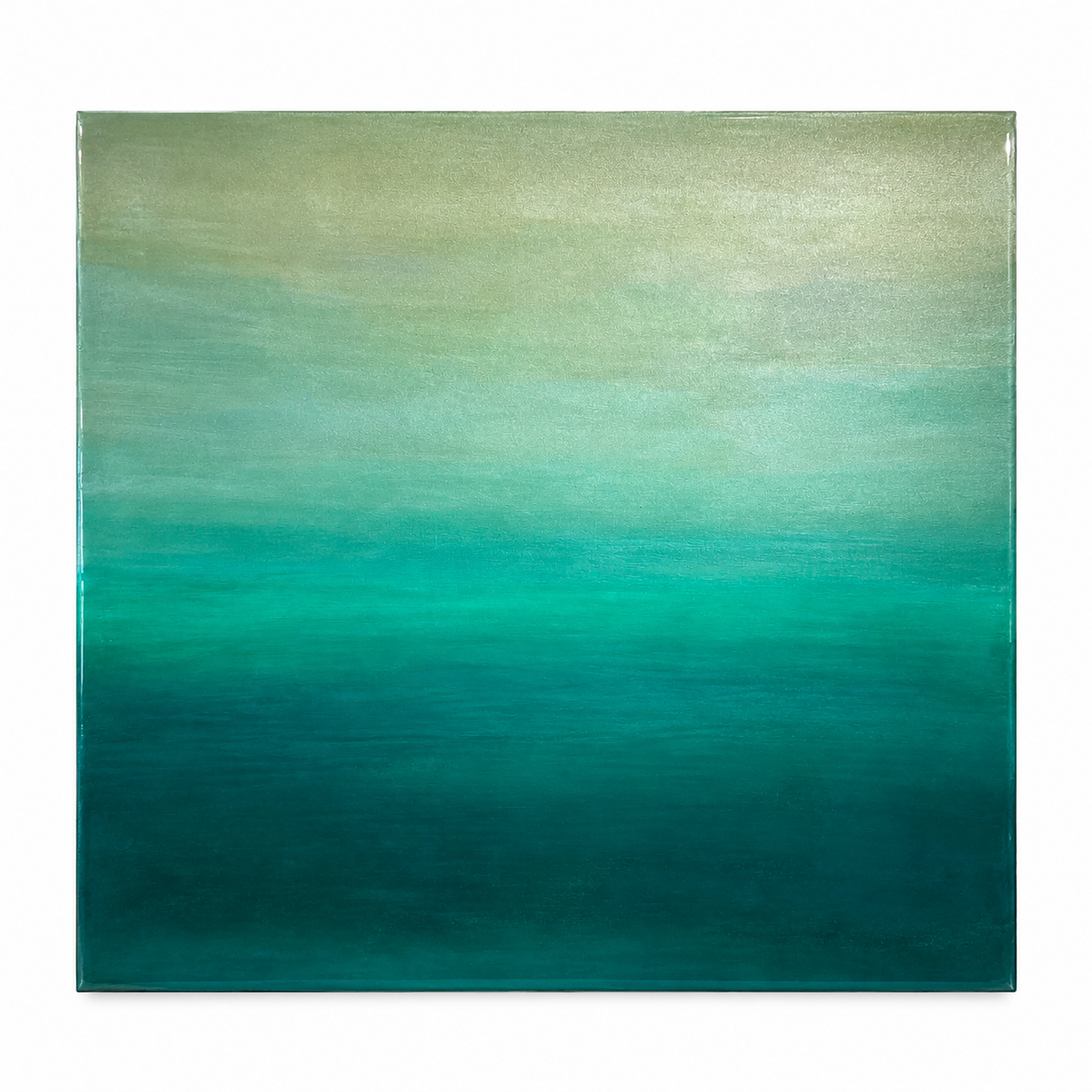  Rhia, Large Green Abstract Mixed Media on Board  48wx48h - RHIA48x48 
