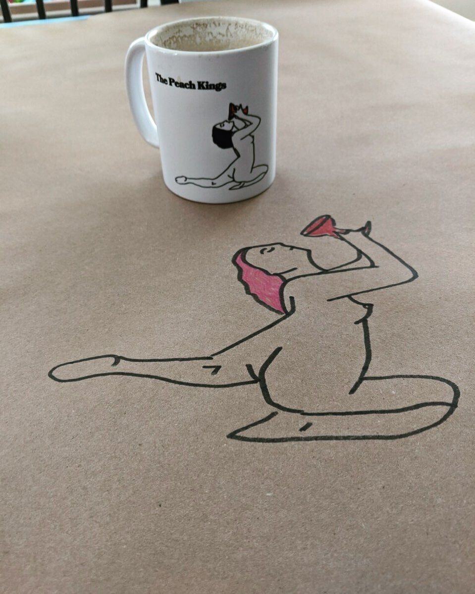 Coffee time already thinking about wine time. Construction paper art table really helping to pass the time ☕️ 🍷 👩&zwj;🎨