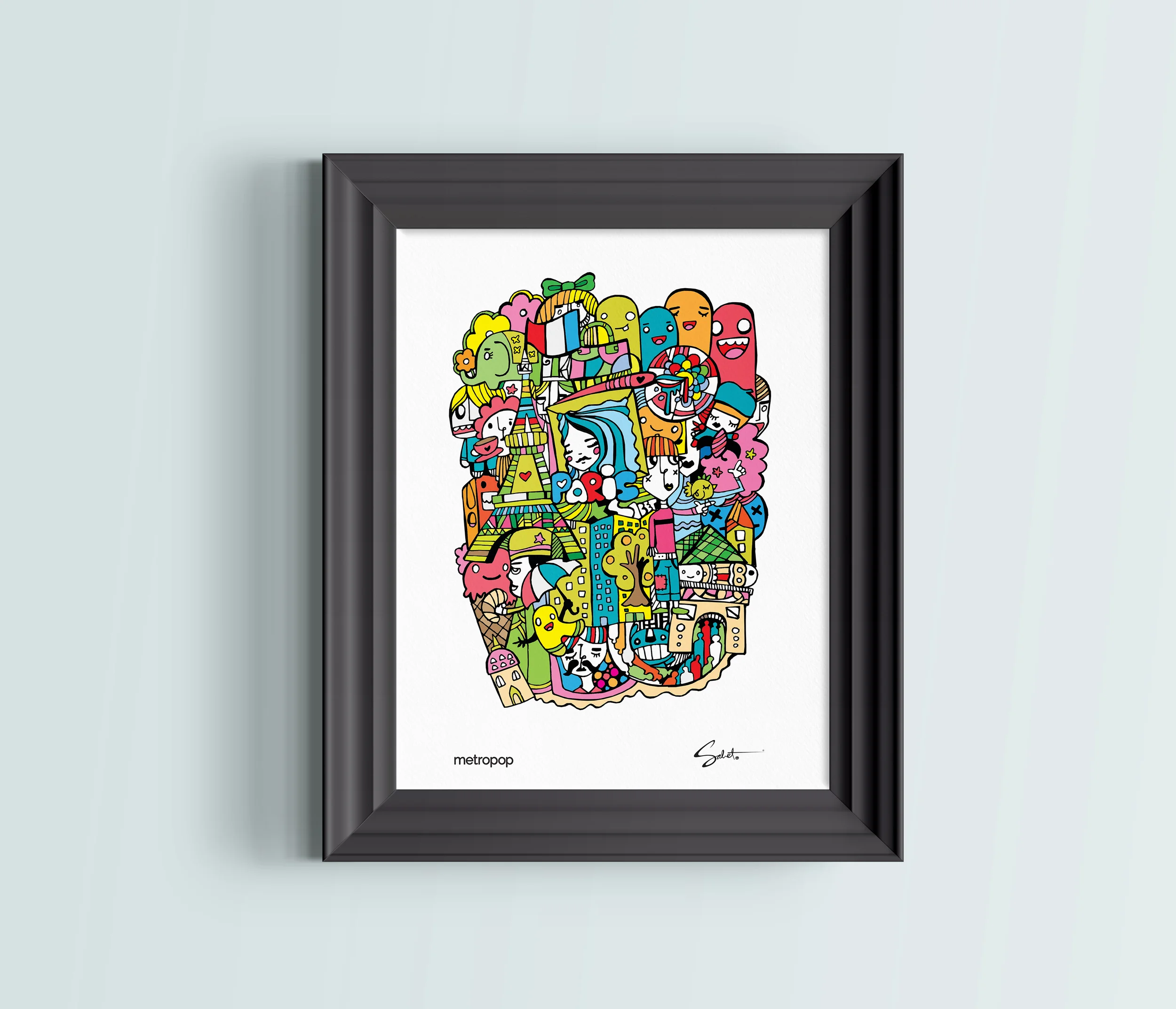 Paris | Metropop by Sabet 13"x19" MIXED MEDIA ORIGINAL